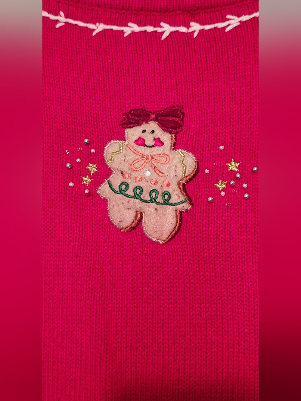 Planet Woman Red Gingerbread Holiday Sweater Vest Size 2X - Picture 5 of 7